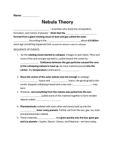 Nebula Theory Worksheet: Solar System Formation