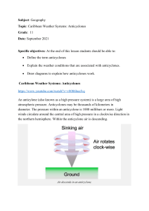 Caribbean Weather: Anticyclones Lesson for Grade 11