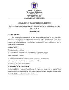 Fire Safety Inspection Report - Bical National High School