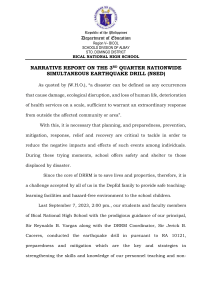Earthquake Drill Report: Bical National High School