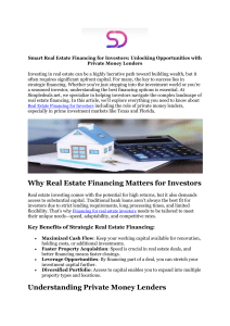 Real Estate Financing: Private Money Lenders in TX & FL