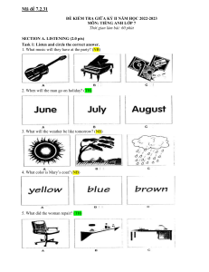 7th Grade English Exam - Mid-Term II 2022-2023