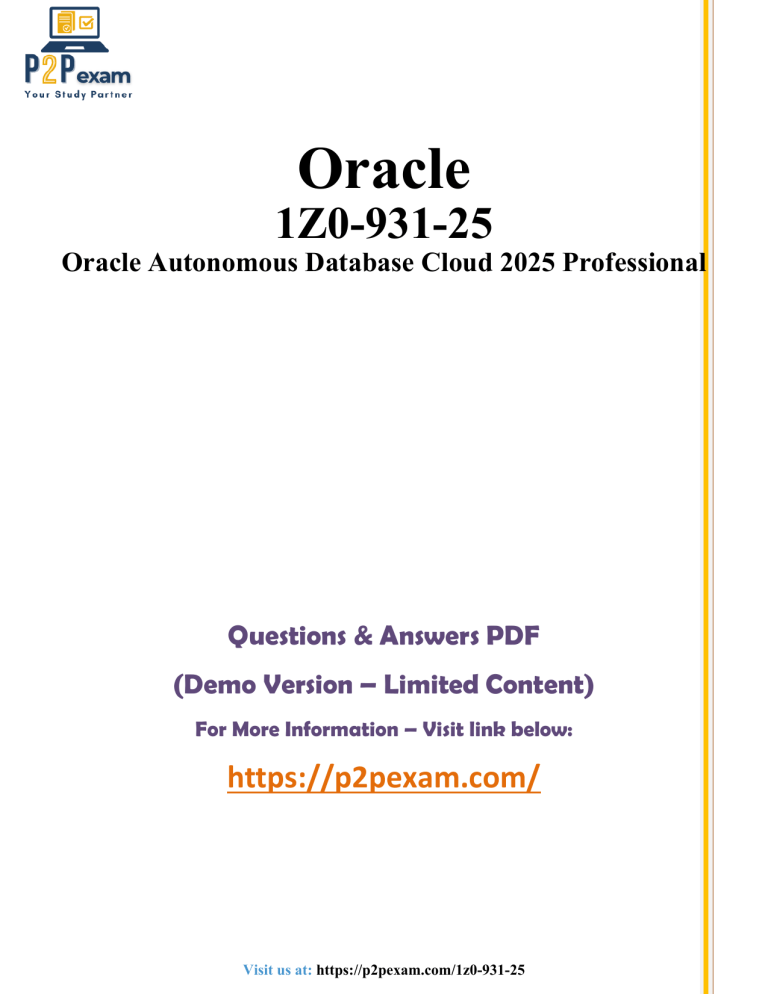 Oracle 1Z0-931-25 Exam Questions & Answers (Demo)