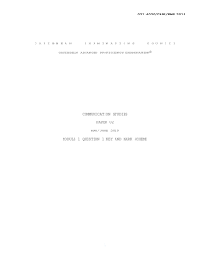 CAPE Communication Studies: Module 1 Key & Mark Scheme