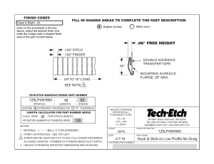 Tech-Etch Hook & Stick-on Low Profile No-Snag Part Drawing