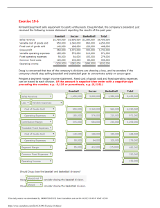 Segment Margin Income Statement Exercise