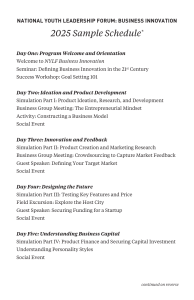 NYLF Business Innovation: 2025 Sample Schedule