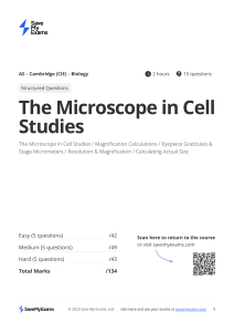 AS Biology: Microscope in Cell Studies Exam Paper