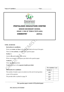 Grade 11 Chemistry Exam Paper - Quantitative Analysis
