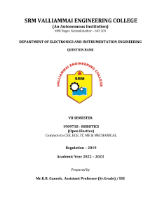 Robotics Question Bank - SRM Valliammai Engineering College