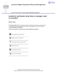Academic Workloads: Manager Considerations