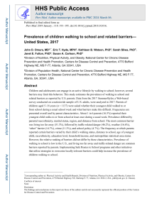 Walking to School: Prevalence & Barriers in US Children (2017)