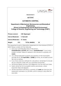 ACT3701 Automatic Control Assessment 1
