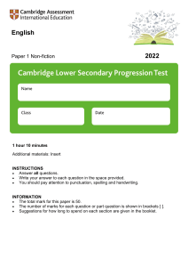 English Stage 9 Non-fiction Exam Paper