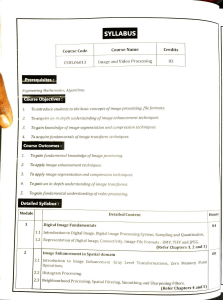 Image and Video Processing Course Syllabus