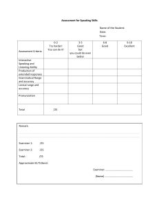 Speaking Skills Assessment Form | IELTS Prep
