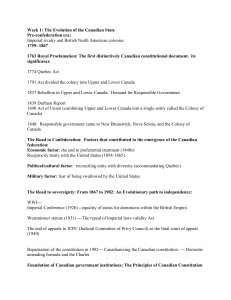 Evolution of the Canadian State: Lecture Notes