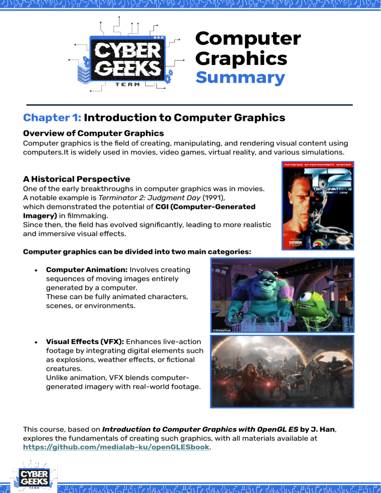 Computer Graphics Summary: Introduction & Key Areas