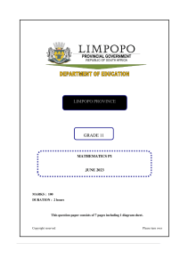 Grade 11 Mathematics P1 Exam Paper - Limpopo June 2023