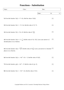Function Substitution Worksheet - Math Practice