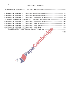 Cambridge A Level Accounting Past Papers (2016-2022)