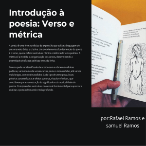 Introdu&ccedil;&atilde;o &agrave; Poesia: Verso, M&eacute;trica e Estrutura