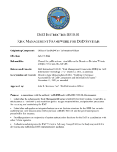 DoD Risk Management Framework (RMF) Instruction 8510.01