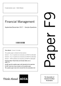 ACCA F9 Financial Management Exam Paper Sample Questions
