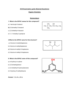 Organic Chemistry ACS Exam Guide: Practice Questions
