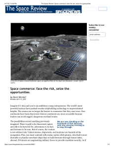 Space Commerce: Risks and Opportunities in the New Frontier