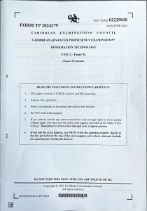 CAPE IT Exam Paper - Unit 2