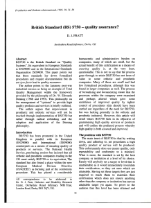 BS 5750 Quality Assurance in Prosthetics & Orthotics