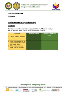 KWL Chart: Nature of a Learner Worksheet