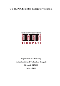 Chemistry Lab Manual: IIT Tirupati Experiments