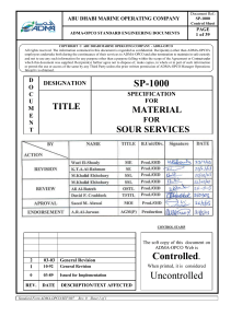 SP-1000: Material Specification for Sour Services