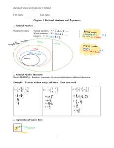 Rational Numbers & Exponents Handout - Middle School Math