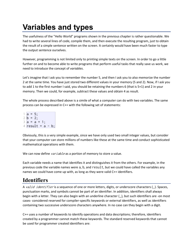 C++ Variables and Data Types: A Beginner's Guide