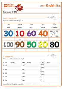 Numbers 10-100 Worksheet for Kids