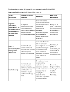 Técnicas e Instrumentos de Evaluación de Estática