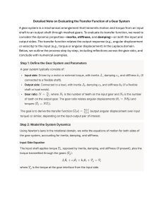 Gear System Transfer Function Evaluation