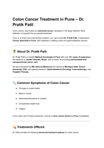Colon Cancer Treatment in Pune - Dr. Pratik Patil