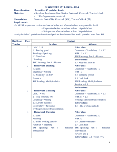 Speakout Pre-Intermediate English Course Syllabus (HA4)