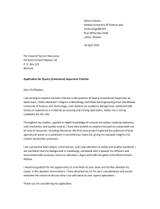 Quarry Supervisor Cover Letter - Metallurgy & Materials Engineering