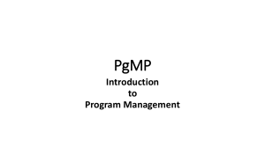 Program Management Introduction: PgMP Overview