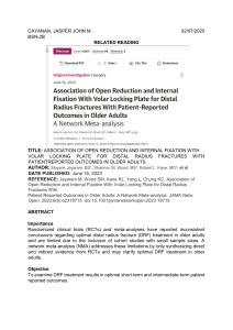 Distal Radius Fractures: ORIF Outcomes in Older Adults