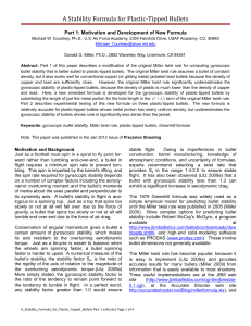 Plastic-Tipped Bullet Stability: A Modified Miller Twist Formula