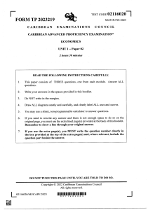 CAPE Economics Exam Paper - Unit 1 Paper 02