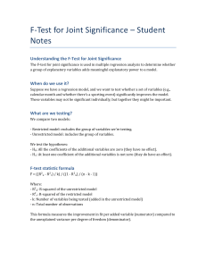 F-Test for Joint Significance: Student Notes