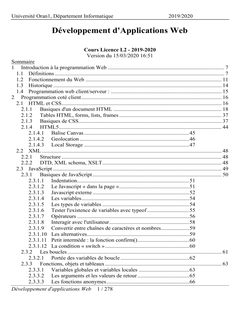 Manuel de cours Développement Web