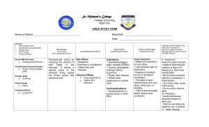 Drug Study Form: Pantoprazole, Tramadol, Paracetamol